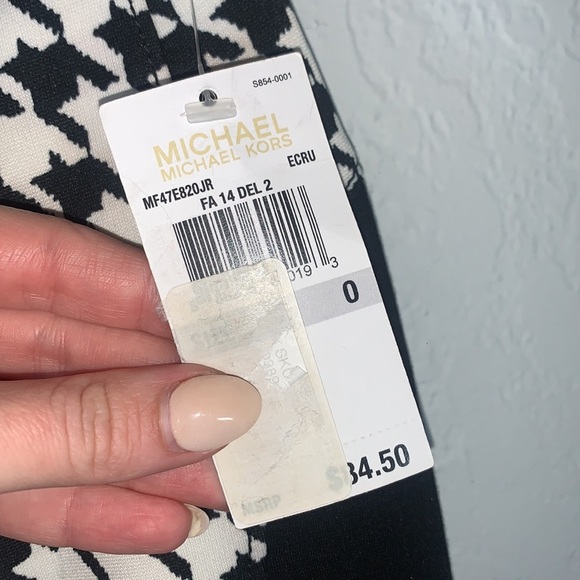 MICHAEL Michael Kors Black White Front Zipper Houndstooth Skirt Size 0 - Picture 10 of 11